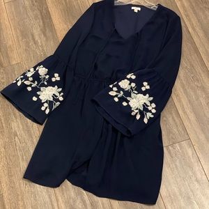Long Sleeve Navy Blue Dress